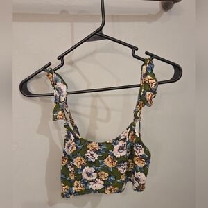 Floral Green Crop Top